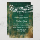 グリーン金ゴールドライト卒業パーティー招待状 招待状 (正面/裏面)