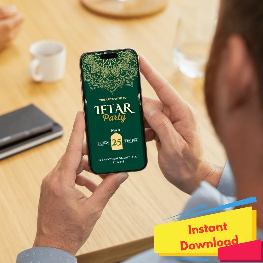 グリーン金ゴールドラエレガントマダンイフタルパーティの招待状 招待状