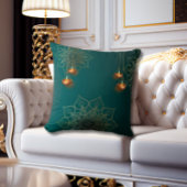 グリーン金ゴールドランプマンダラパターンボヘエレガントミアン クッション