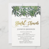 グリーン金ゴールドリーフブライダルシャワー 招待状 (正面)