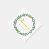 グリーン金ゴールドレッドベリークリスマス恵みリース スタンダードカクテルナプキン (角)