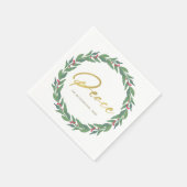 グリーン金ゴールドレッドベリーリースクリスマスピース スタンダードカクテルナプキン (角)