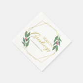 グリーン金ゴールドレッドベリーリース季節のごあいさつ スタンダードカクテルナプキン (角)