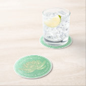 グリーン金ゴールドロータスヨガスタジオメディテーションインストラクター ラウンドペーパーコースター (インサイチュ)