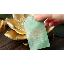 グリーン金ゴールドロータスヨガメディテーションインストラクター引用文 ギフトタグ