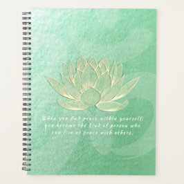 グリーン金ゴールドロータスヨガメディテーションインストラクター引用文 プランナー手帳