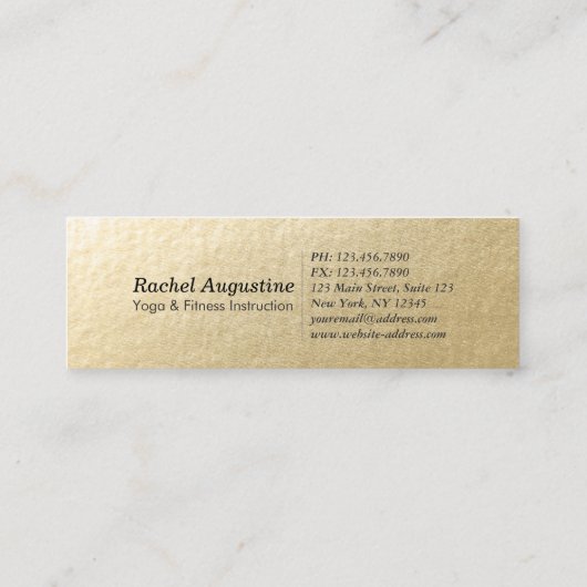 グリーン金ゴールドロータスヨガメディテーション霊気インストラクター スキニー名刺 (裏面)