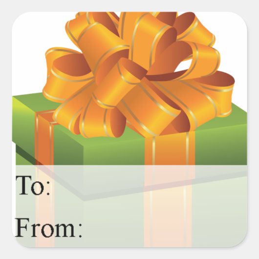 グリーン金ゴールド包まれたクリスマスプレゼントラベル スクエアシール (正面)