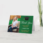 グリーン金ゴールド卒業写真2025年卒業 サンキューカード (正面)