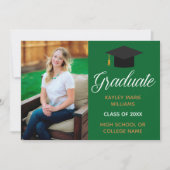 グリーン金ゴールド卒業写真2025年卒業 案内状 (正面)