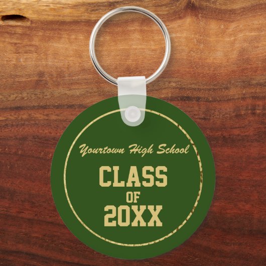 グリーン金ゴールド卒業学校と年 キーホルダー (正面)