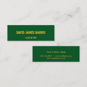 グリーン金ゴールド大学の卒業式の挿入ネームカード コーリングカード (正面/裏面)