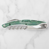 グリーン金ゴールド大理石名前をカスタムするウェイターコルクねじ ソムリエナイフ (裏面)