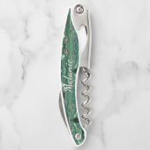 グリーン金ゴールド大理石名前をカスタムするウェイターコルクねじ ソムリエナイフ (裏面)