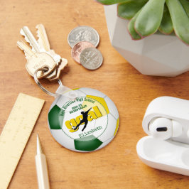 グリーン金ゴールド女子サッカーゴールチームスピリット キーホルダー