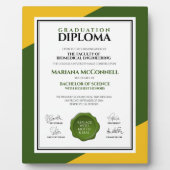 グリーン金ゴールド学校大学卒業証書 フォトプラーク (正面)