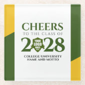 グリーン金ゴールド学校大学卒業 ガラスコースター (正面)