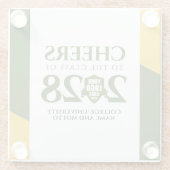 グリーン金ゴールド学校大学卒業 ガラスコースター (裏面)