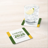 グリーン金ゴールド学校大学卒業 スクエアペーパーコースター (インサイチュ)