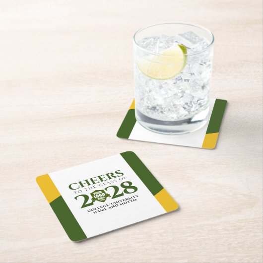 グリーン金ゴールド学校大学卒業 スクエアペーパーコースター (インサイチュ)