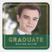 グリーン金ゴールド幾何学写真研究科 スクエアシール (正面)