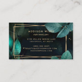 グリーン金ゴールド幾何学植物葉品モダン 名刺 (裏面)