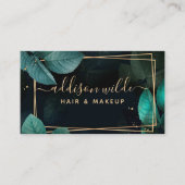 グリーン金ゴールド幾何学植物葉品モダン 名刺 (正面)