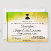 グリーン金ゴールド水彩高校クラス懇親会 招待状 (正面)