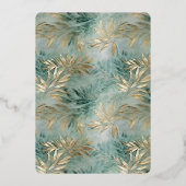 グリーン金ゴールド熱帯離れブライダルシャワー 箔招待状 (裏面)