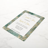 グリーン金ゴールド熱帯離れブライダルシャワー 箔招待状 (回転した状態)