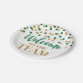 グリーン金ゴールド紙吹雪がチームにようこそ ペーパープレート (アングル)