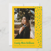 グリーン金ゴールド紙吹雪の卒業発表 招待状 (正面)