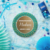 グリーン金ゴールド紙吹雪卒業大学トランクパーティー ペーパープレート (パーティー)