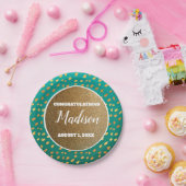 グリーン金ゴールド紙吹雪卒業大学トランクパーティー ペーパープレート (パーティー)