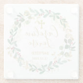 グリーン金ゴールド葉ベビーバプテスマ ガラスコースター (裏面)