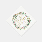 グリーン金ゴールド葉ベビーバプテスマ スタンダードカクテルナプキン (角)