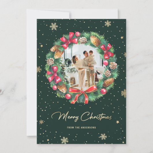 グリーン金ゴールド雪片リース写真 シーズンカード (正面)
