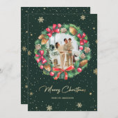 グリーン金ゴールド雪片リース写真 シーズンカード (正面/裏面)