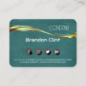 グリーン金ゴールド革モダン 名刺 (裏面)