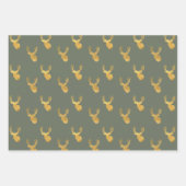 グリーン金ゴールド鹿 ラッピングペーパーシート (正面2)