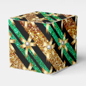 グリーン金ゴールド&ブラックフェイクグリッター金ゴールドダイヤモンドボウ フェイバーボックス (正面サイド)