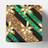 グリーン金ゴールド&ブラックフェイクグリッター金ゴールドダイヤモンドボウ フェイバーボックス (上部)