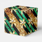 グリーン金ゴールド&ブラックフェイクグリッター金ゴールドダイヤモンドボウ フェイバーボックス (裏面サイド)