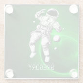 グリーン銀河系宇宙飛行士パーソナライズされた ガラスコースター (裏面)