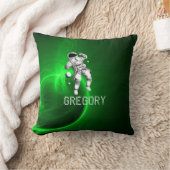 グリーン銀河系宇宙飛行士パーソナライズされた クッション (ブランケット)