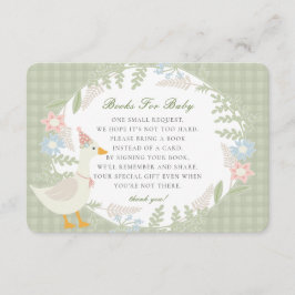 グリーン間抜けグースギンガムフローラベビー エンクロージャーカード