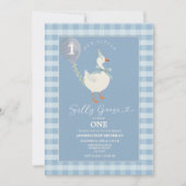 グリーン間抜けリトルガースバルーンボーイ誕生日 招待状 (正面)