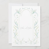 グリーン離れウェディングの日付を保存 招待状 (裏面)