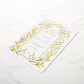 グリーン離れウェディングの日付を保存 箔招待状 (回転した状態)