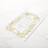 グリーン離れウェディングの日付を保存 箔招待状 (回転した状態)